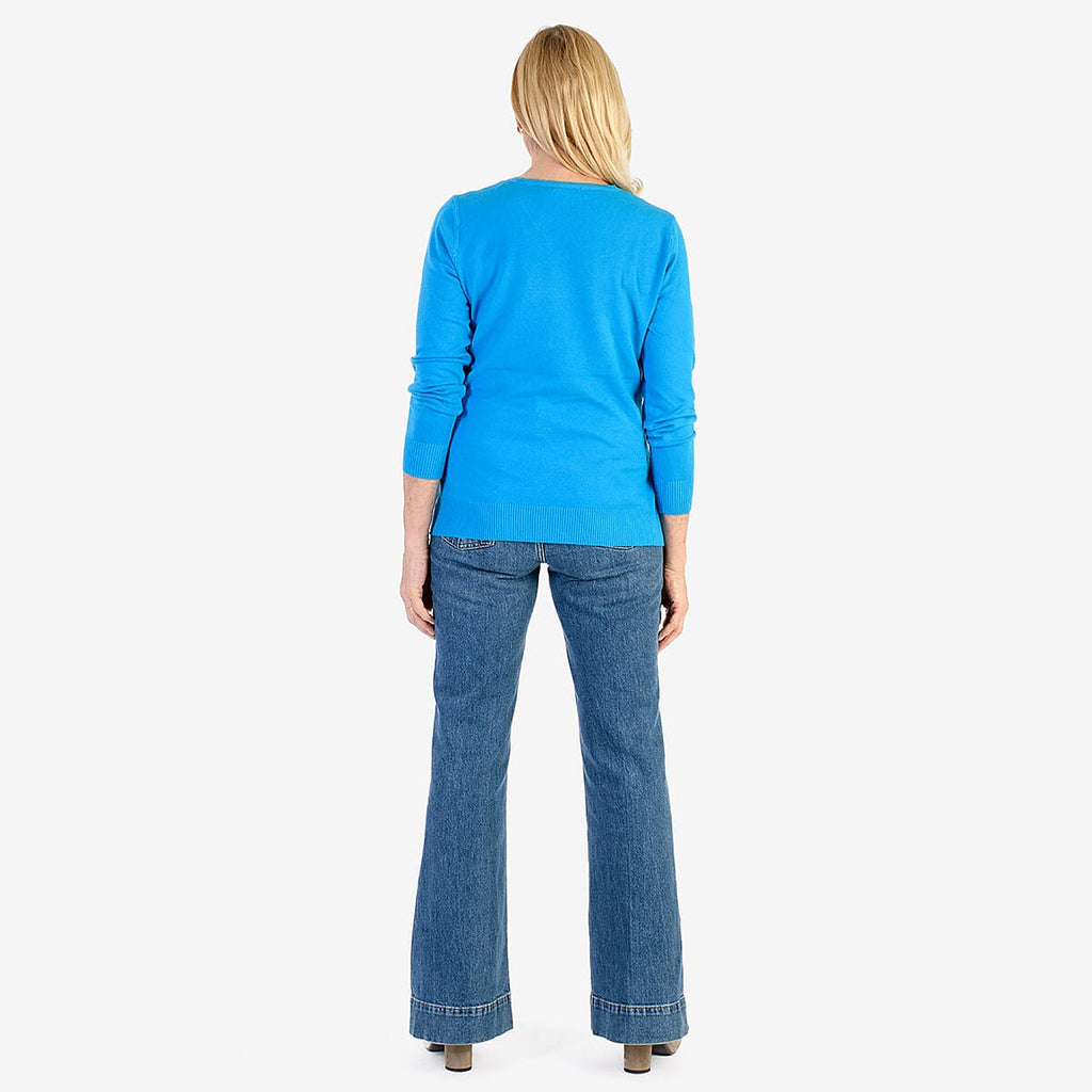 Pure & Natural V-Neck Jumper (Size 20) - Turquoise