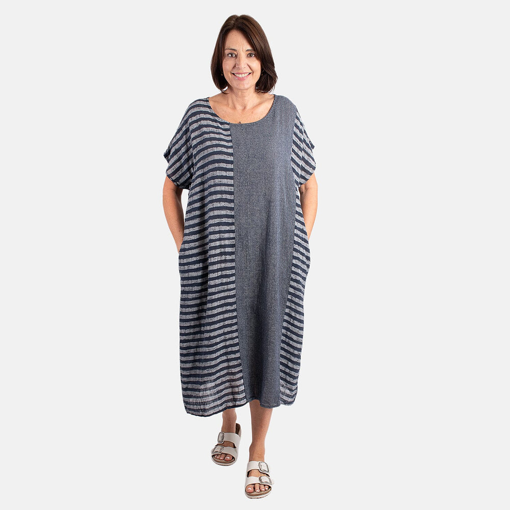 Pure and Natural 100% Cotton Woven Dress (One Size, 8-16) - Black