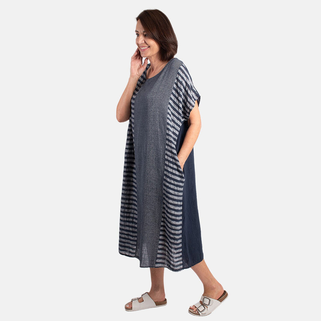 Pure and Natural 100% Cotton Woven Dress (One Size, 8-16) - Black
