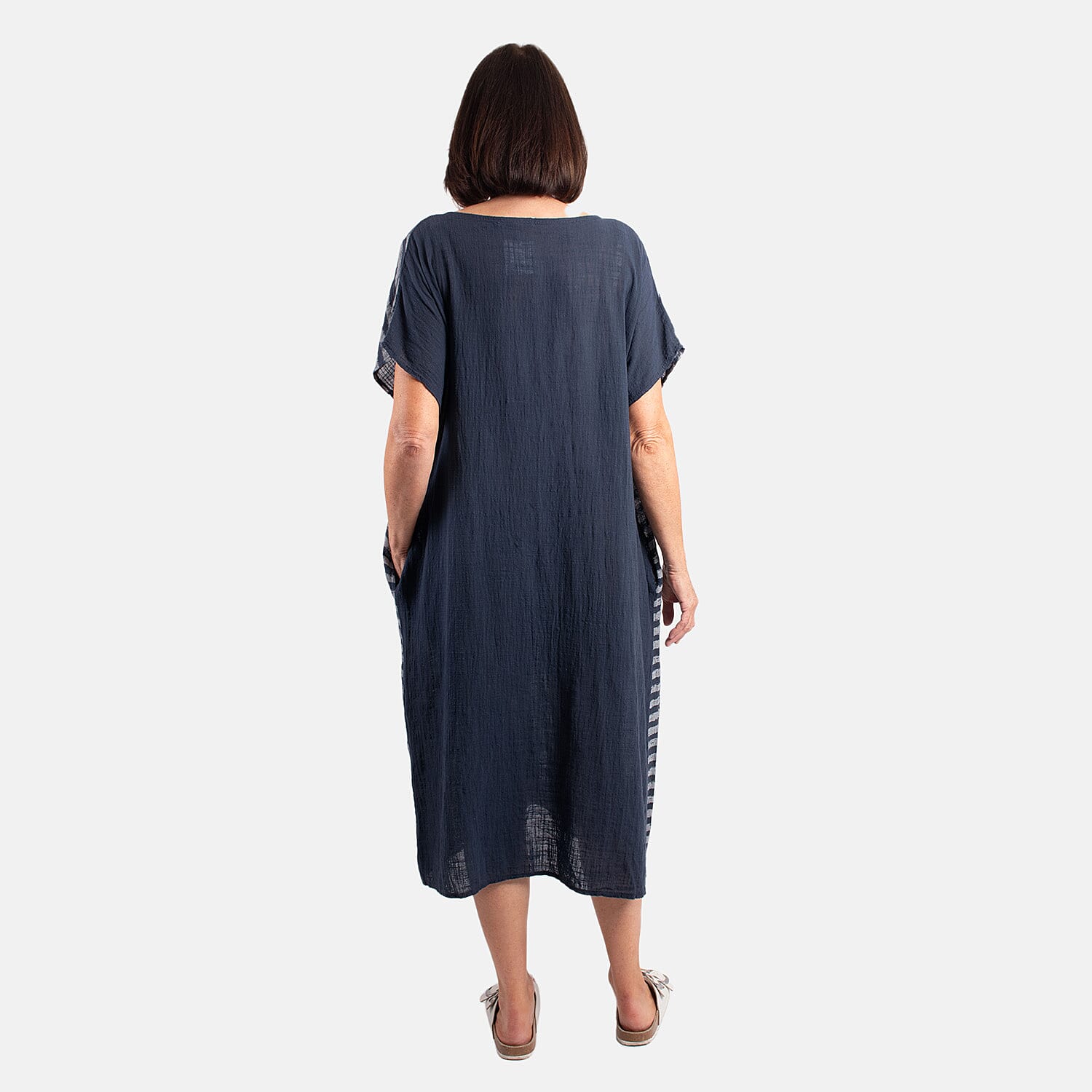 Pure and Natural 100% Cotton Woven Dress (One Size, 8-16) - Black