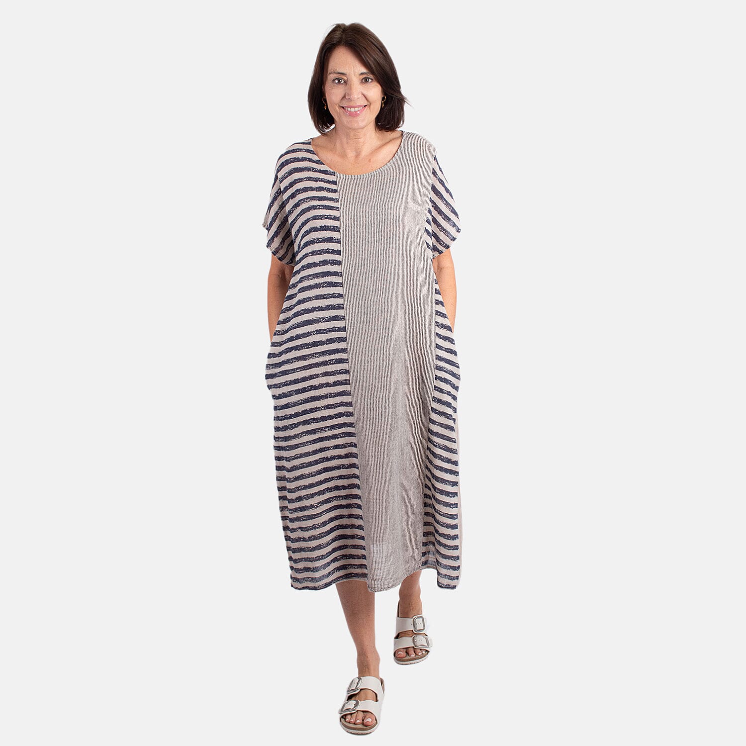 Pure and Natural 100% Cotton Woven Dress (One Size, 8-16) - Green