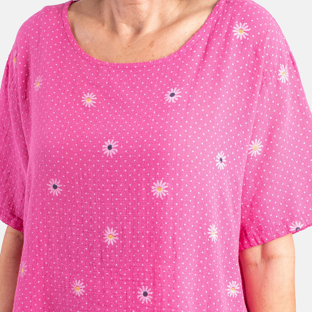 Pure and Natural 100% Cotton Woven Top (One Size, 8-16) - Cerise