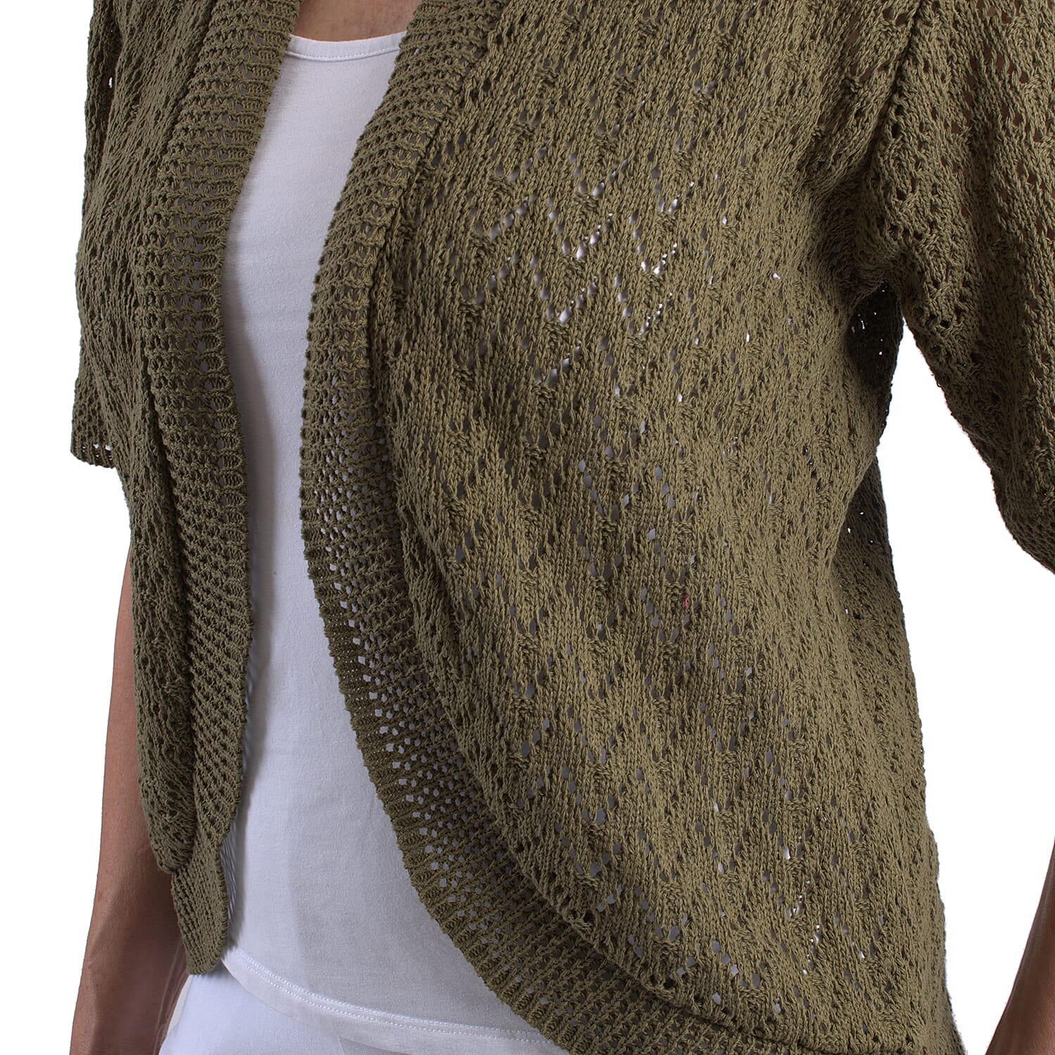 Pure and Natural Cotton Blend Summer Bolero (Size S-M) - Khaki