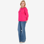 Pure and Natural Crew Neck Cardigan (Size 16) - Fuchsia
