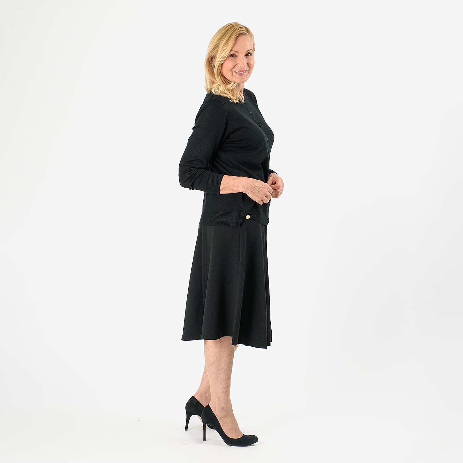 Pure And Natural Crew Neck Cardigans (Size 18) - Black