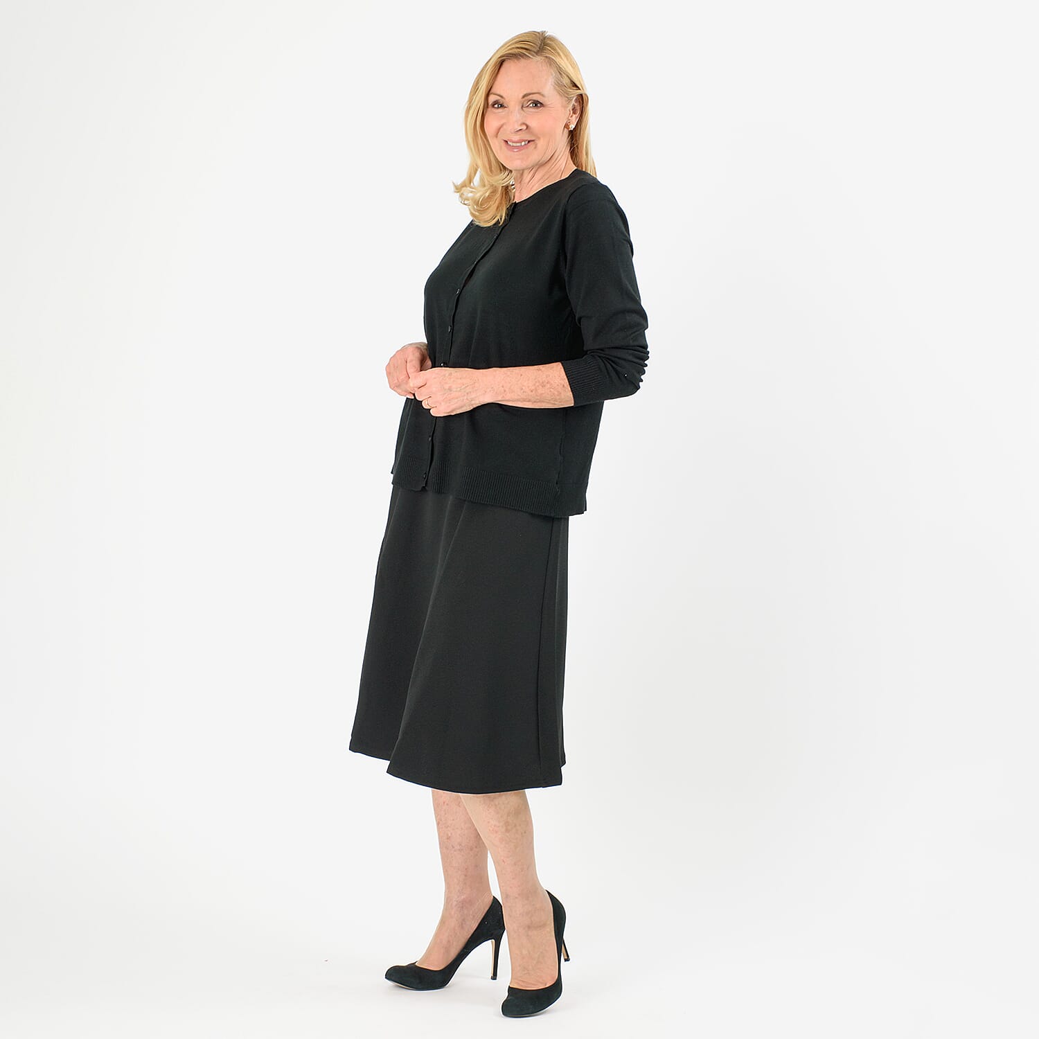 Pure And Natural Crew Neck Cardigans (Size 18) - Black