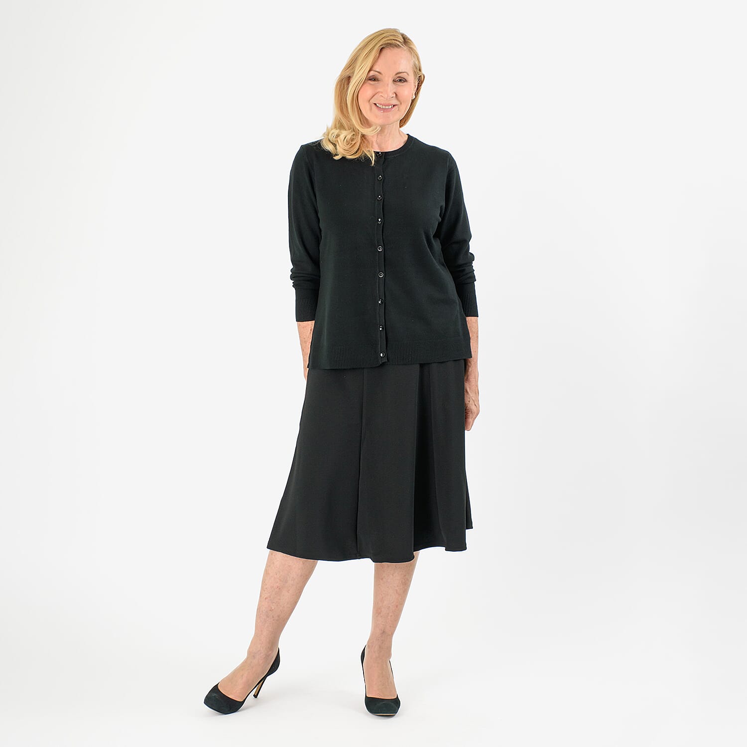 Pure And Natural Crew Neck Cardigans (Size 18) - Black