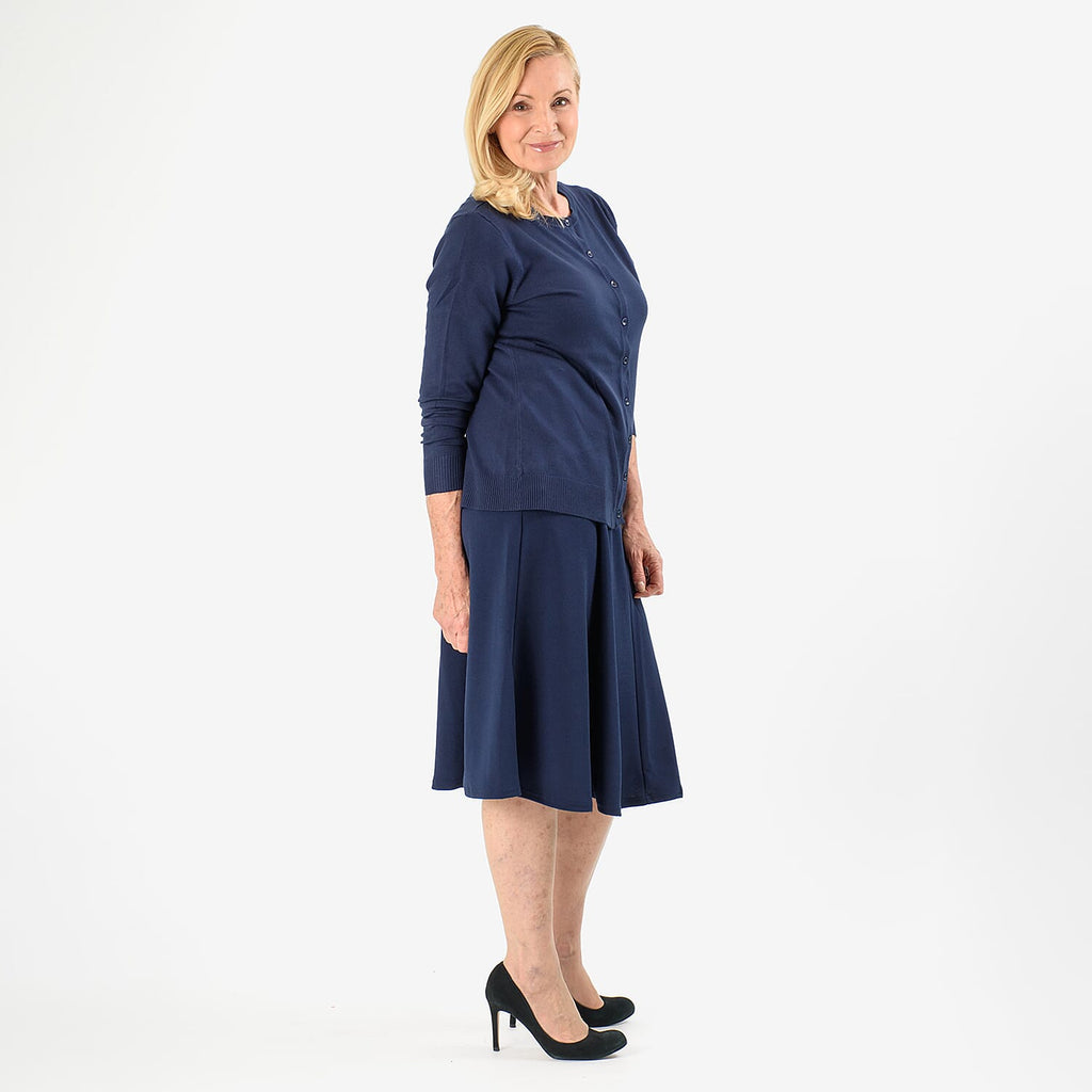 Pure and Natural Crew Neck Cardigan (Size 20) - Navy