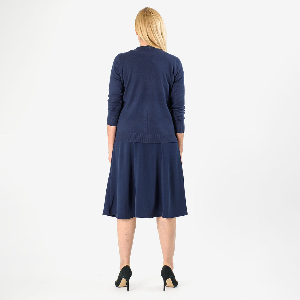 Pure and Natural Crew Neck Cardigan (Size 20) - Navy