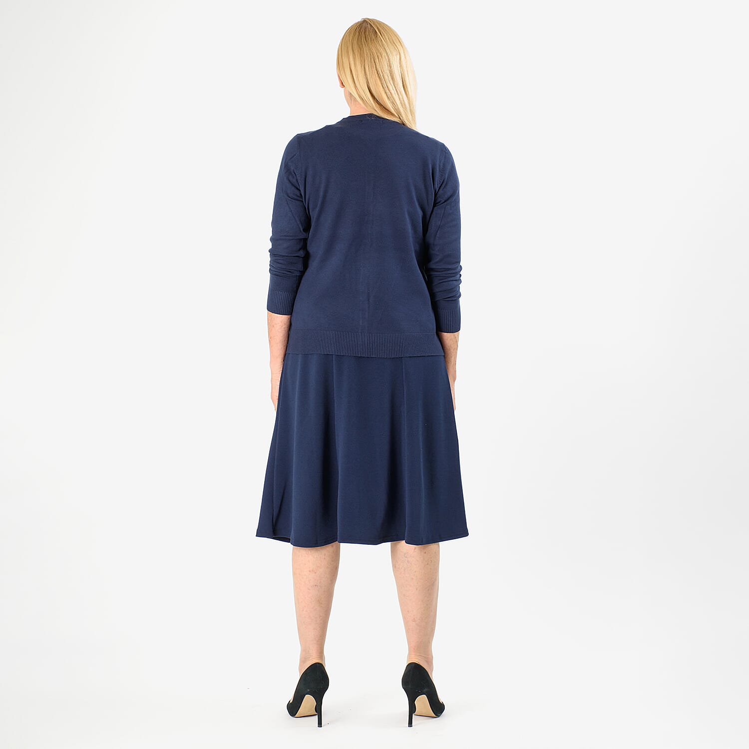 Pure and Natural Crew Neck Cardigan (Size 20) - Navy