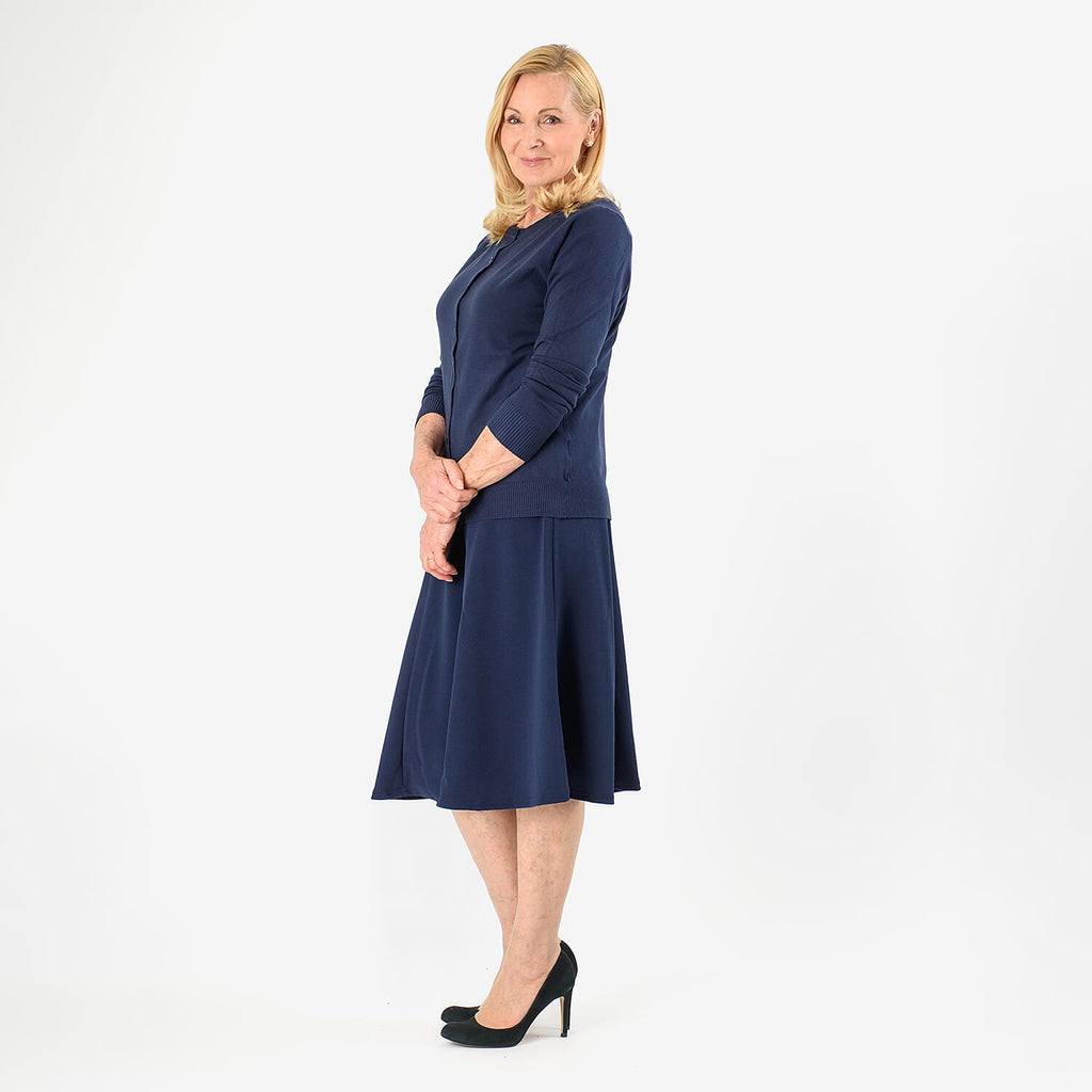 Pure and Natural Crew Neck Cardigan (Size 20) - Navy