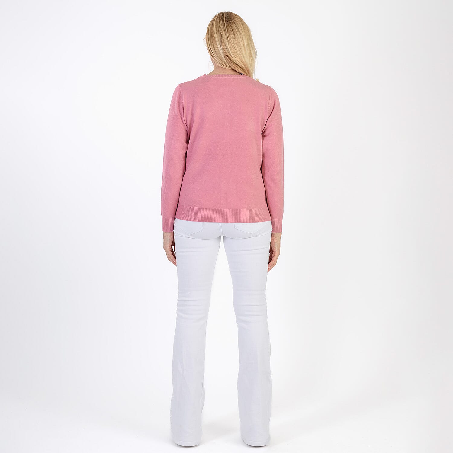 Pure and Natural Crew Neck Cardigan (Size 20) - Dusty Pink