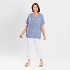 Pure and Natural 100% Cotton Woven Top (One Size, 8-16) - Blue
