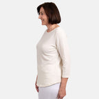 Pure and Natural Woven Round Neck Top (Size S 8-10) - Cream