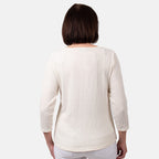 Pure and Natural Woven Round Neck Top (Size S 8-10) - Cream