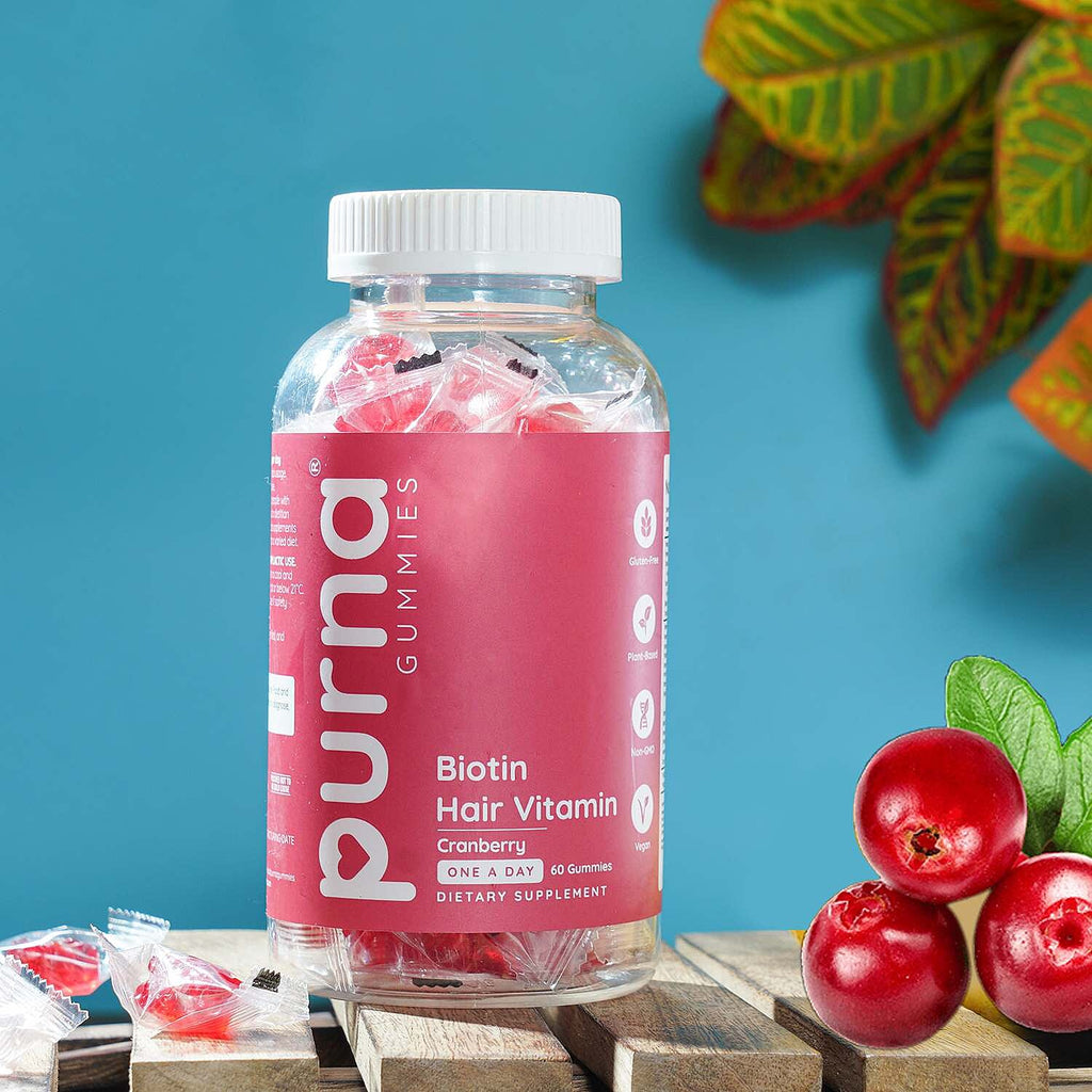 Purna Big Pack - Cranberry Flavored Biotin Gummies (60 Gummies)