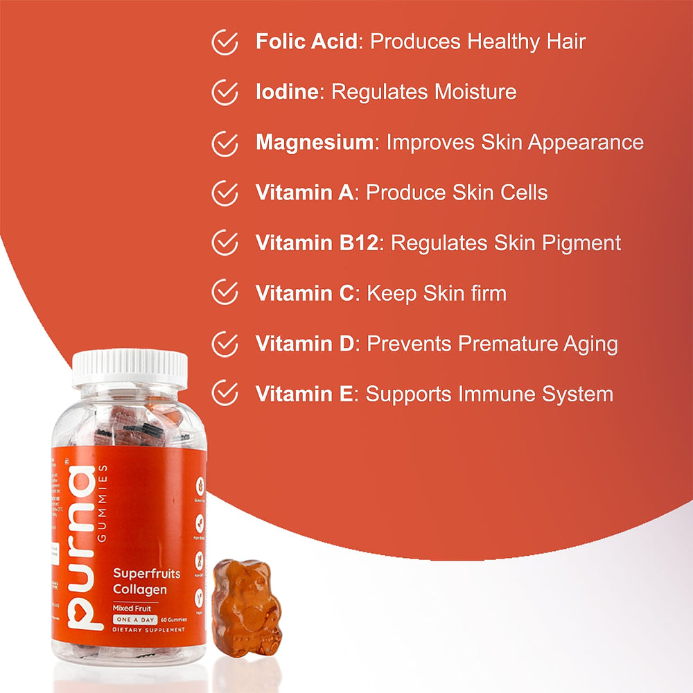 Purna - Fruit Collagen Gummies  - (60 Gummies)