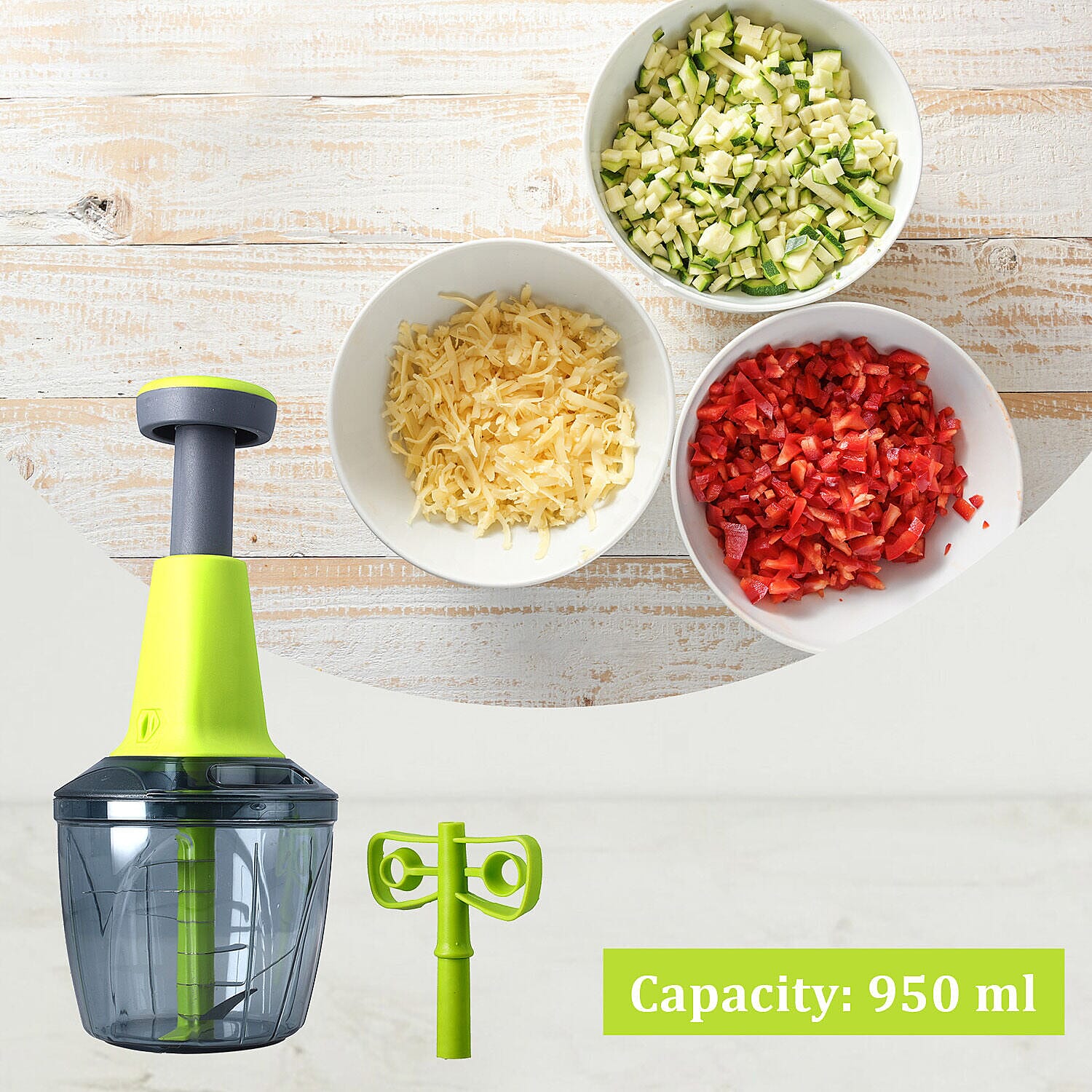 Push Chopper and blender (Size 19x13x13 cm) - Green