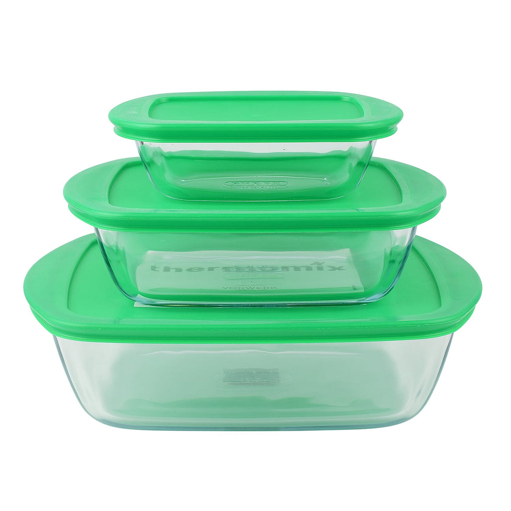 LIQUIDATION DEAL - Pyrex 3 Cook & Store Rectangular Dishes PLUS 3 Lids- Temp resistant from -40 to -300 Degrees