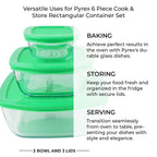LIQUIDATION DEAL - Pyrex 3 Cook & Store Rectangular Dishes PLUS 3 Lids- Temp resistant from -40 to -300 Degrees