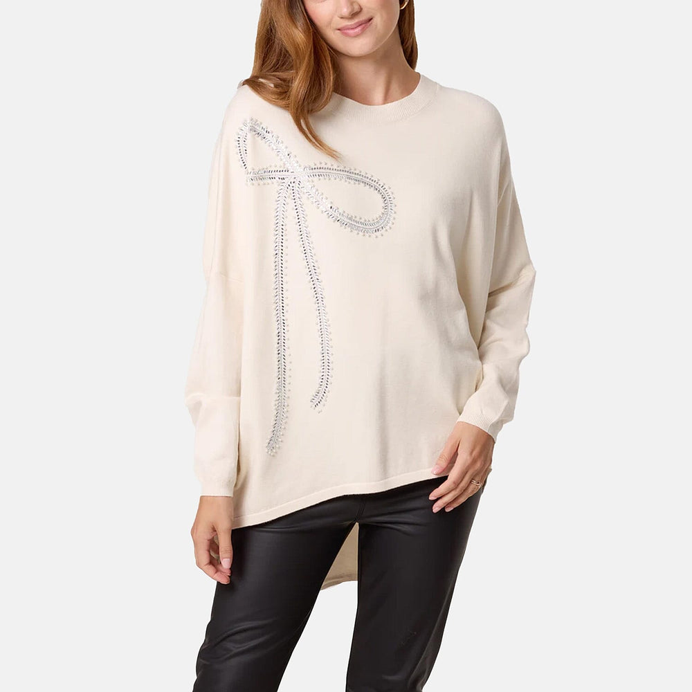Nova of London Bow Jumper (Size - 8 to 20) - Cream