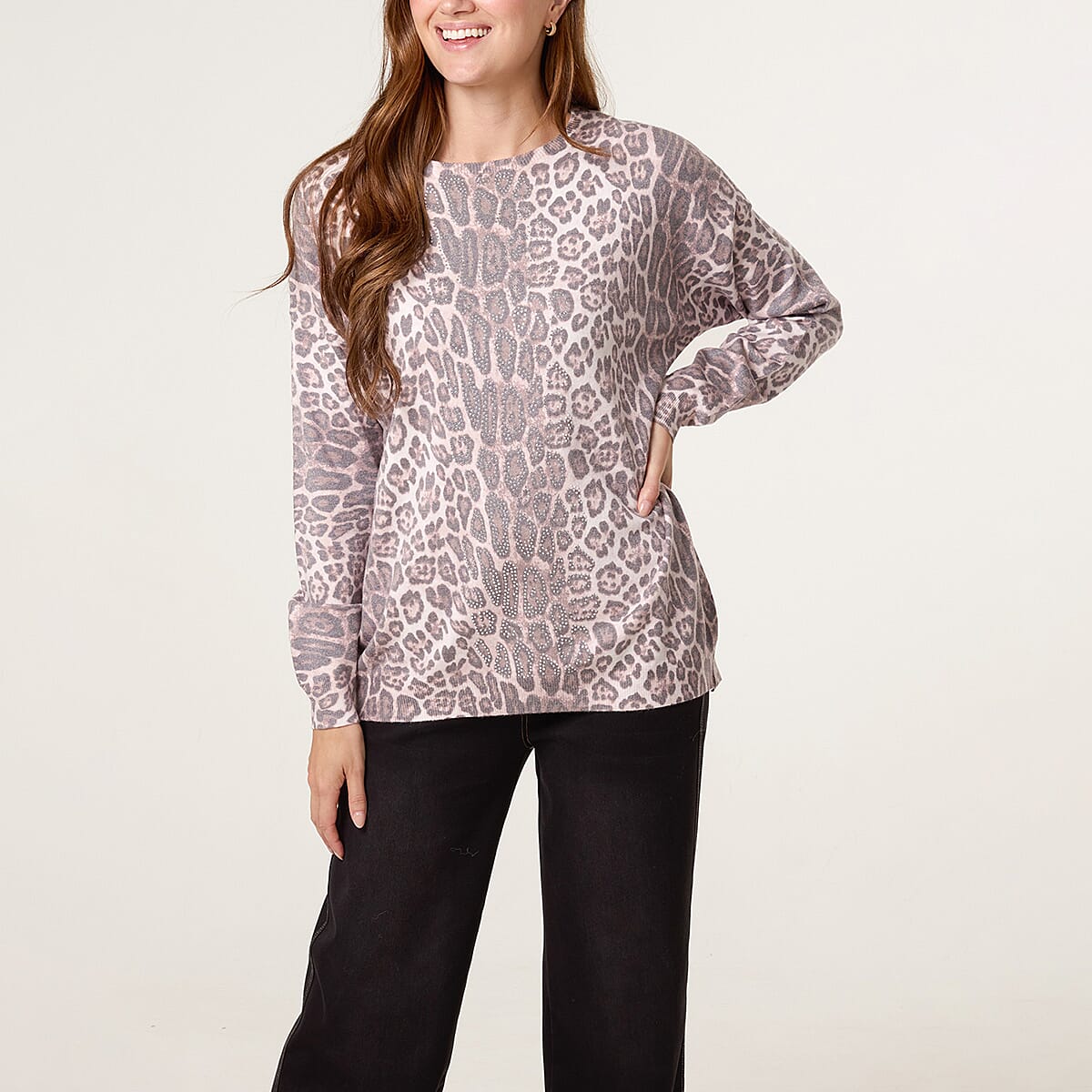 QED Leopard Print Knit Jumper (Size - 8 To 16) - Brown
