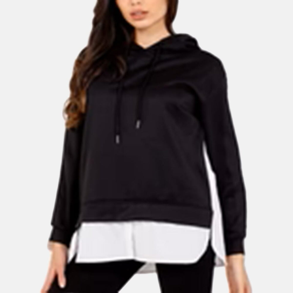 QED London Pullover Sweatshirt Hoodie With Shirt (Size 16 to 18) - Black