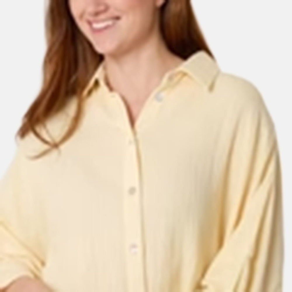 QED London Crinkle Oversized Shirt (One Size) - Lemon