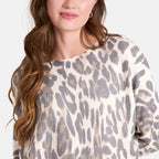 QED London Super soft Leopard Print Jumper (Size Medium and Large) - Stone