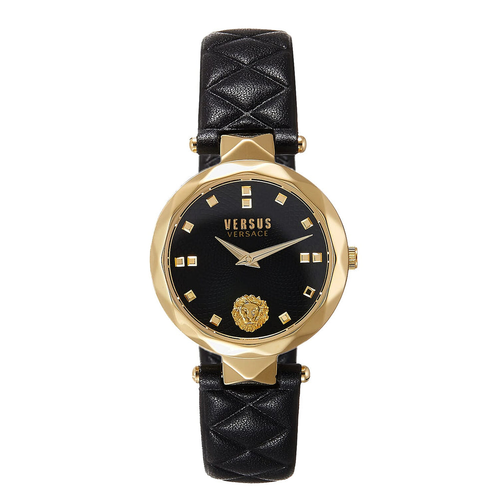 Versace Versus Covent Garden Peti Quartz Movement Black Dial 3ATM Water Resistant Analog Watch With Black Leather Strap