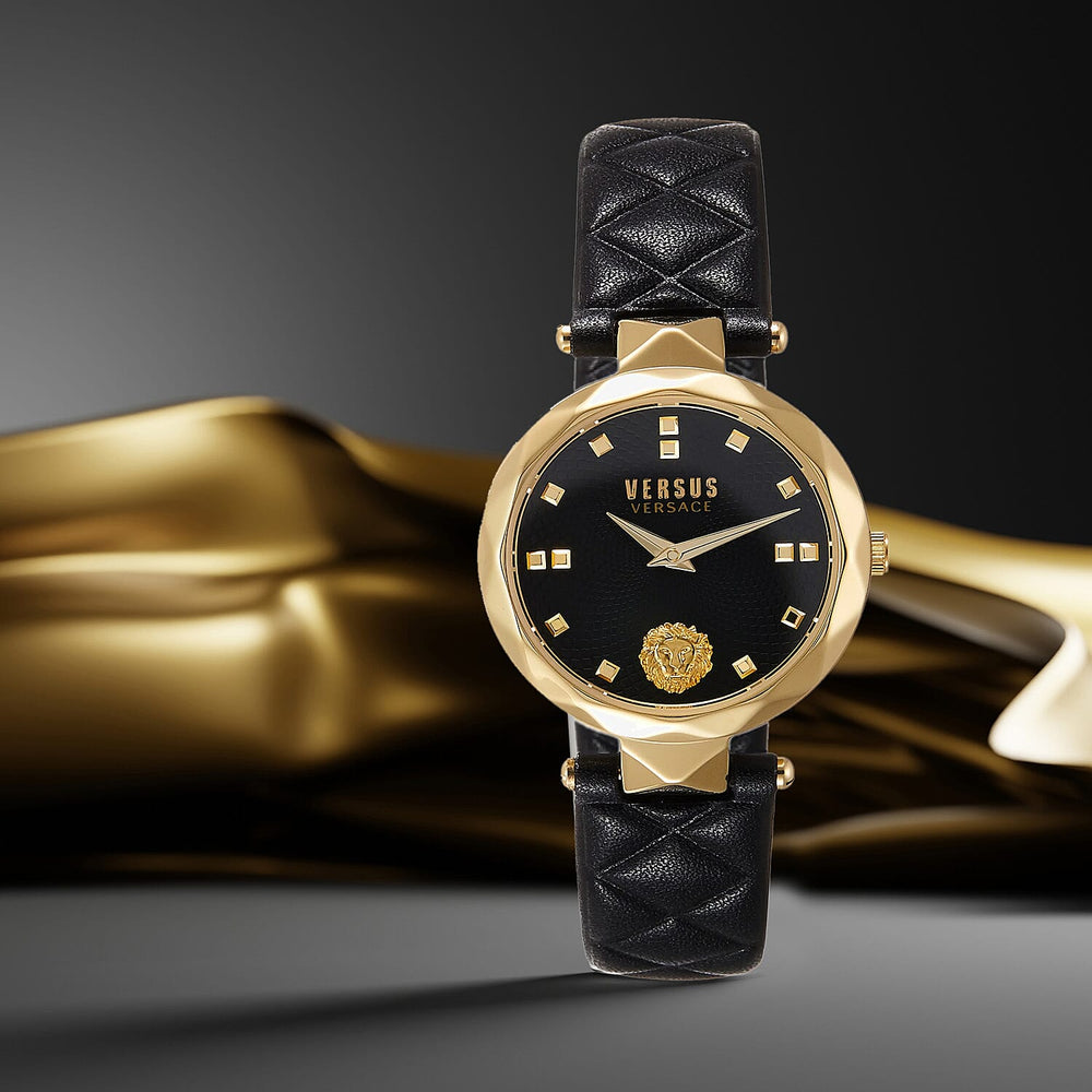 Versace Versus Covent Garden Peti Quartz Movement Black Dial 3ATM Water Resistant Analog Watch With Black Leather Strap