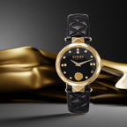Versace Versus Covent Garden Peti Quartz Movement Black Dial 3ATM Water Resistant Analog Watch With Black Leather Strap