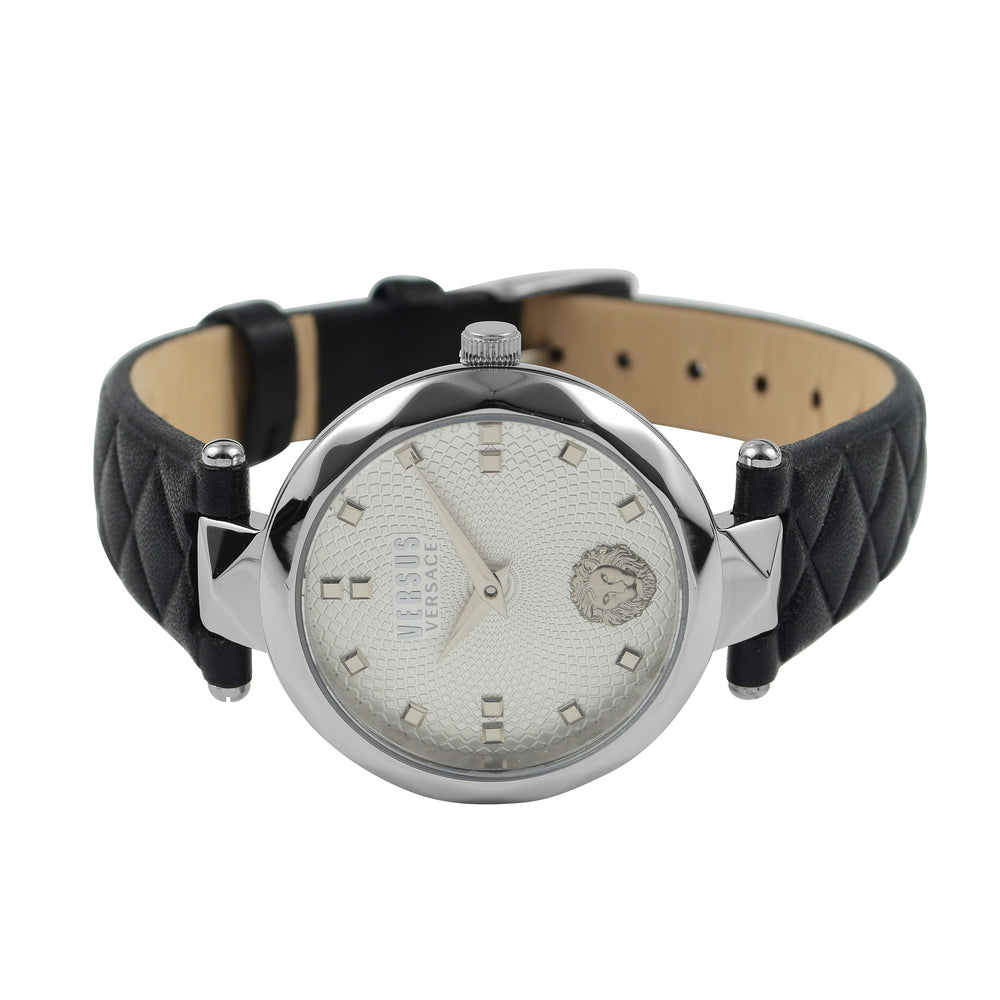 Versace Versus Covent Garden Peti Quartz Movement Silver Dial 3ATM Water Resistant Analog Watch with Black Leather Strap