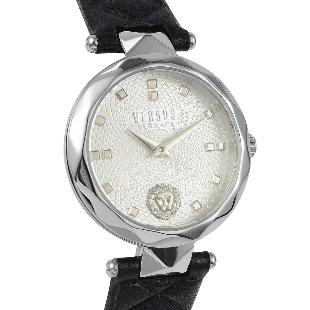 Versace Versus Covent Garden Peti Quartz Movement Silver Dial 3ATM Water Resistant Analog Watch with Black Leather Strap
