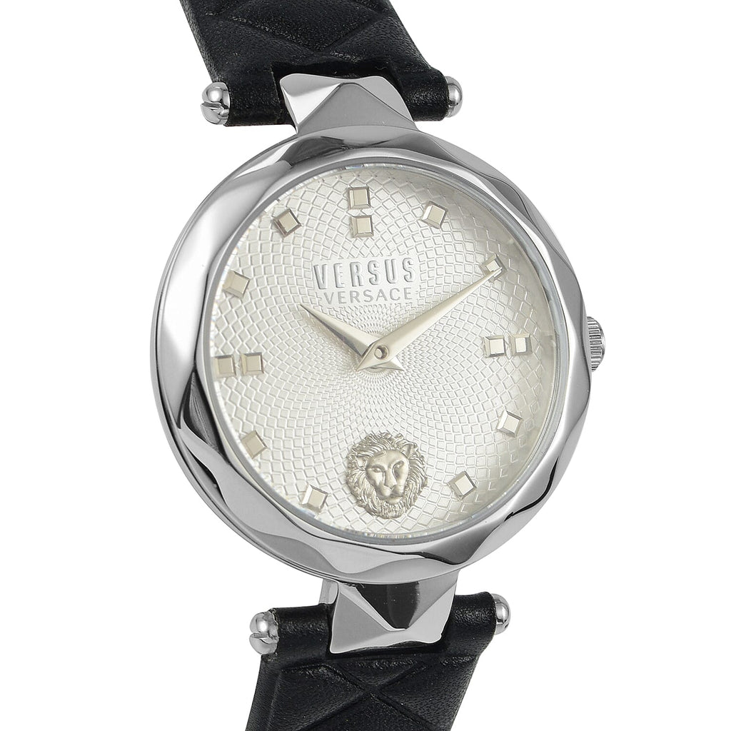 Versace Versus Covent Garden Peti Quartz Movement Silver Dial 3ATM Water Resistant Analog Watch with Black Leather Strap