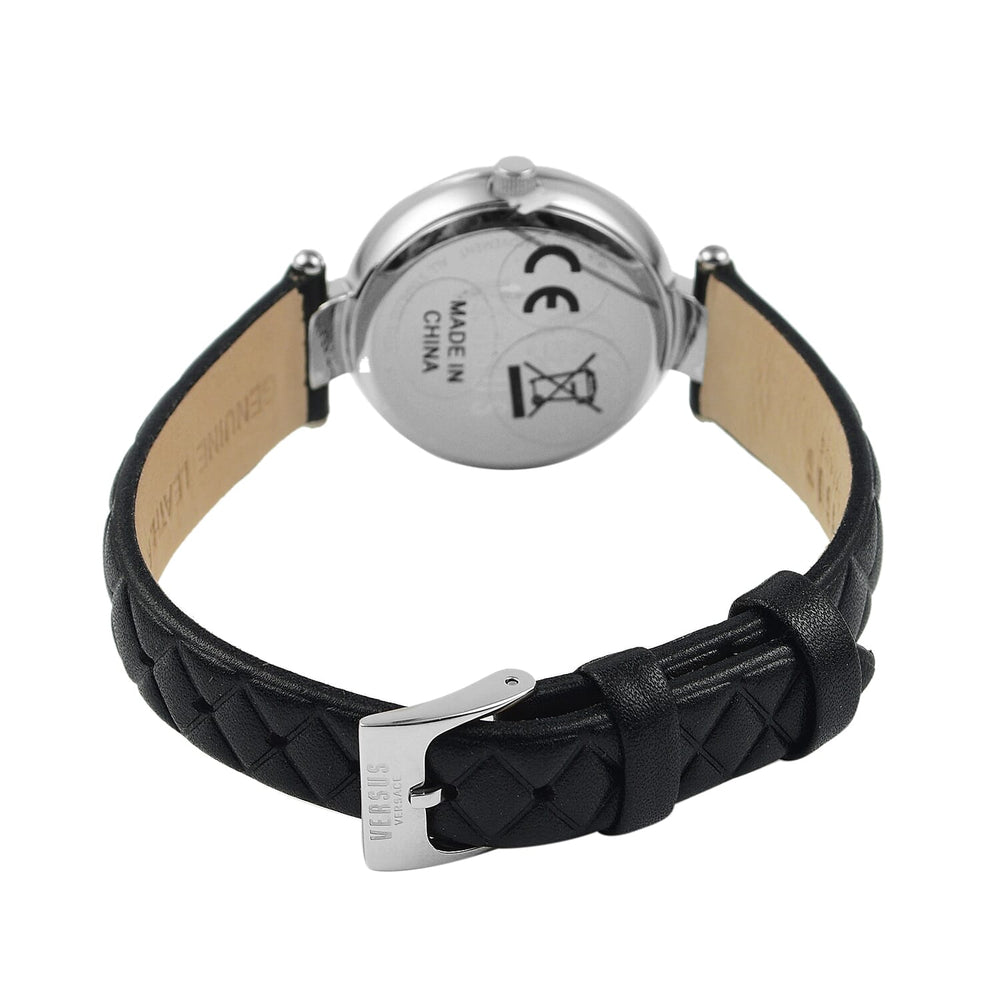 Versace Versus Covent Garden Peti Quartz Movement Silver Dial 3ATM Water Resistant Analog Watch with Black Leather Strap