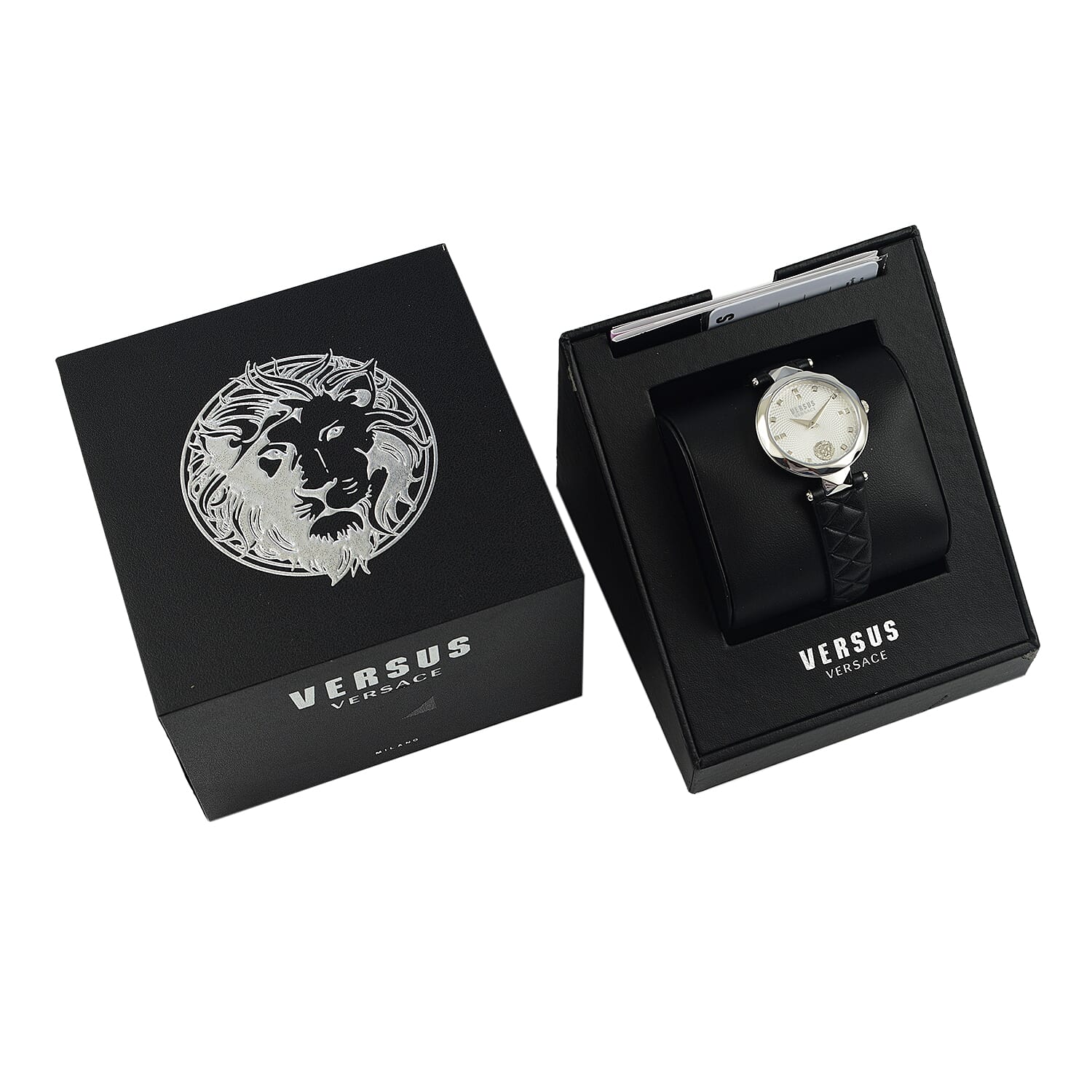 Versace Versus Covent Garden Peti Quartz Movement Silver Dial 3ATM Water Resistant Analog Watch with Black Leather Strap