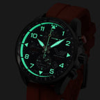 VOSTOK EUROPE Jurgis Karey Quartz Movt. 20ATM Black PVD Finish Mens Watch with Red Silicone Strap