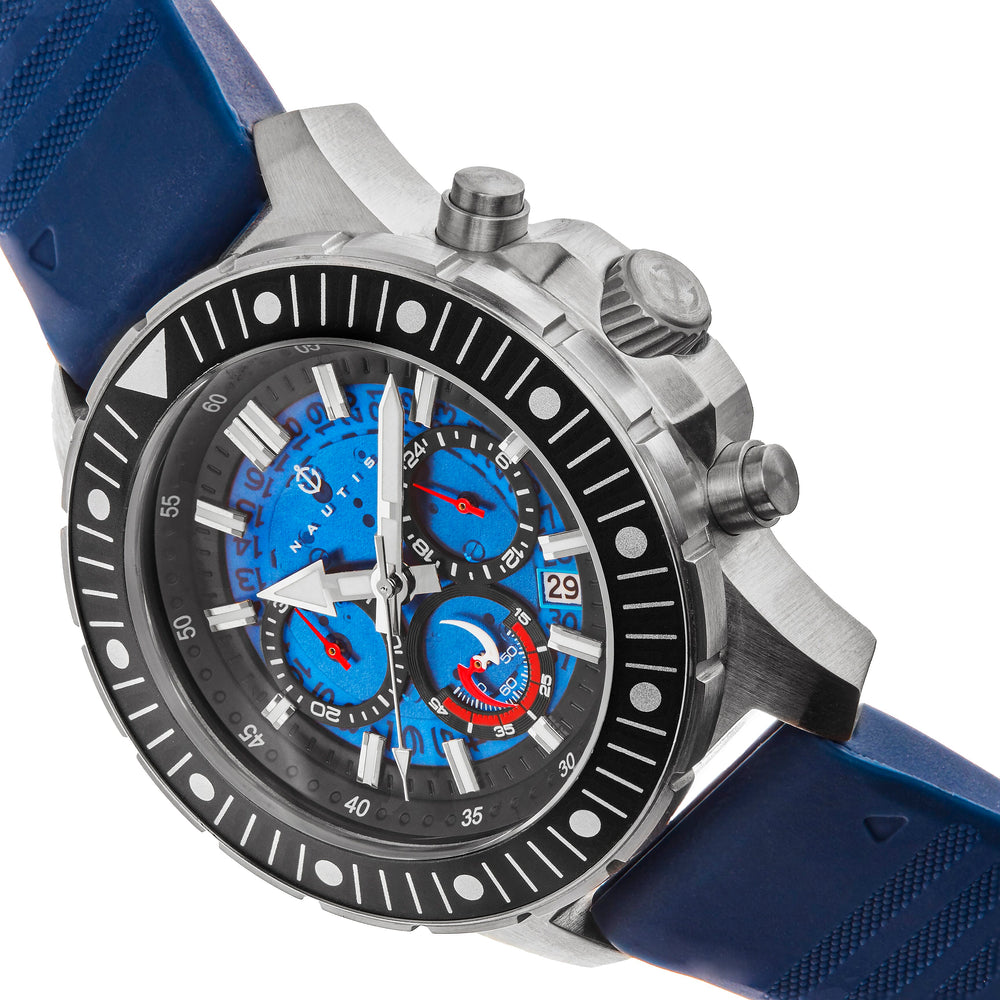 Nautis Caspian  Quartz Movement NavyDial With Date 50 ATM Water Resistance Watch With Navy Rubber Strap