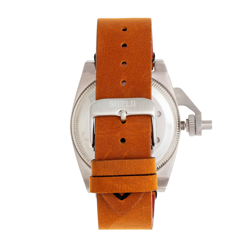 Shield Pascal Miyota 2035 Quartz Movement Screw-Down Crown Camel Dial With Date 20 ATM Water Resistance Watch With Brown Genuine Leather Strap