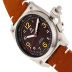 Shield Pascal Miyota 2035 Quartz Movement Screw-Down Crown Camel Dial With Date 20 ATM Water Resistance Watch With Brown Genuine Leather Strap