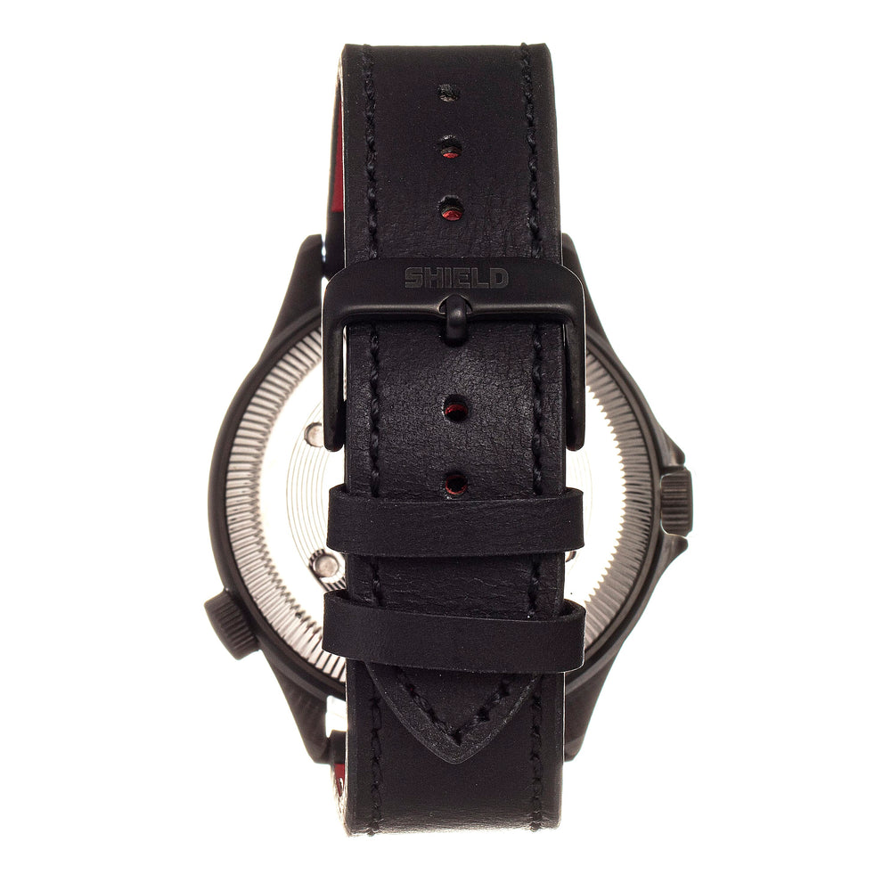 Shield Palau Miyota 2315 Quartz Movement Screw-Down Gold Crown Black Dial With Date 20 ATM Water Resistance Watch With Black Genuine Leather Strap