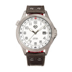 Shield Palau Miyota 2315 Quartz Movement Screw-Down Crown Silver Dial With Date 20 ATM Water Resistance Watch With Brown Genuine Leather Strap