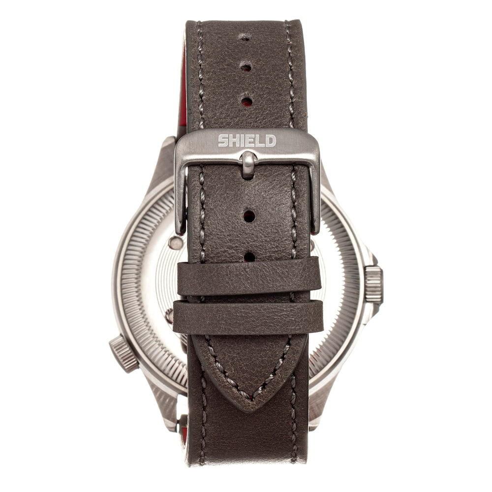 Shield Palau Miyota 2315 Quartz Movement Screw-Down Crown Silver Dial With Date 20 ATM Water Resistance Watch With Brown Genuine Leather Strap