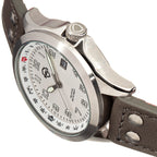 Shield Palau Miyota 2315 Quartz Movement Screw-Down Crown Silver Dial With Date 20 ATM Water Resistance Watch With Brown Genuine Leather Strap