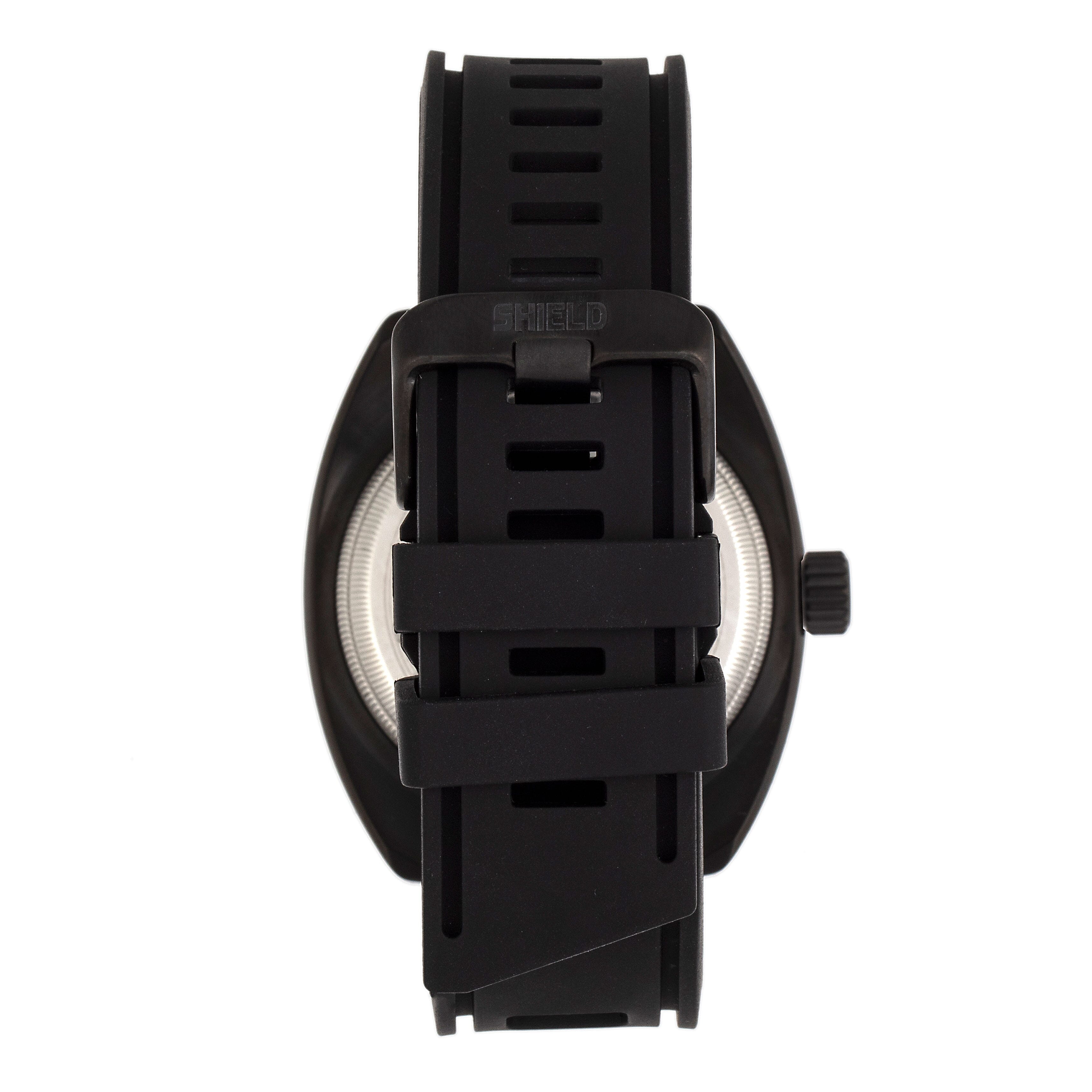 Shield Dreyer Miyota 2036 Quartz Movement Uni-Directional Bezel Screw-Down Black Crown Black Dial With Date 20 ATM Water Resistance Divers Watch With Black Rubber Strap