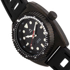 Shield Dreyer Miyota 2036 Quartz Movement Uni-Directional Bezel Screw-Down Black Crown Black Dial With Date 20 ATM Water Resistance Divers Watch With Black Rubber Strap
