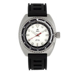 Shield Dreyer Miyota 2036 Quartz Movement Uni-Directional Bezel Screw-Down Silver Crown White Dial With Date 20 ATM Water Resistance Divers Watch With Black Rubber Strap