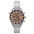 Cadola Mens 43mm Intercontinental Chronograph Orange Dual Color Dial 10 ATM Water Resistant With Stainless Steel Strap