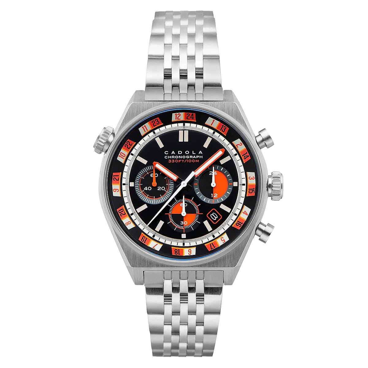 Cadola Mens 43mm Intercontinental Chronograph Dual Color Dial 10 ATM Water Resistant With Stainless Steel Strap